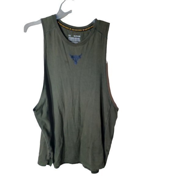 Boys Green Under Armour Tank Top Bull Head In The Center Has Holes XL - Picture 3 of 16